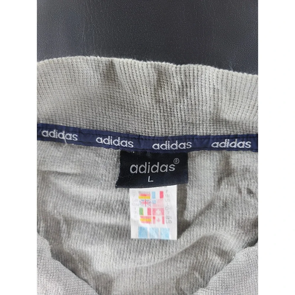 Adidas Mens Vintage Grey Waffle Knit Quarter Zip Pullover Long Sleeve Shirt L